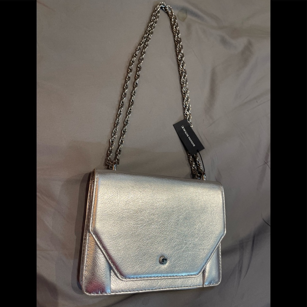 NWT Banana Republic silver leather purse